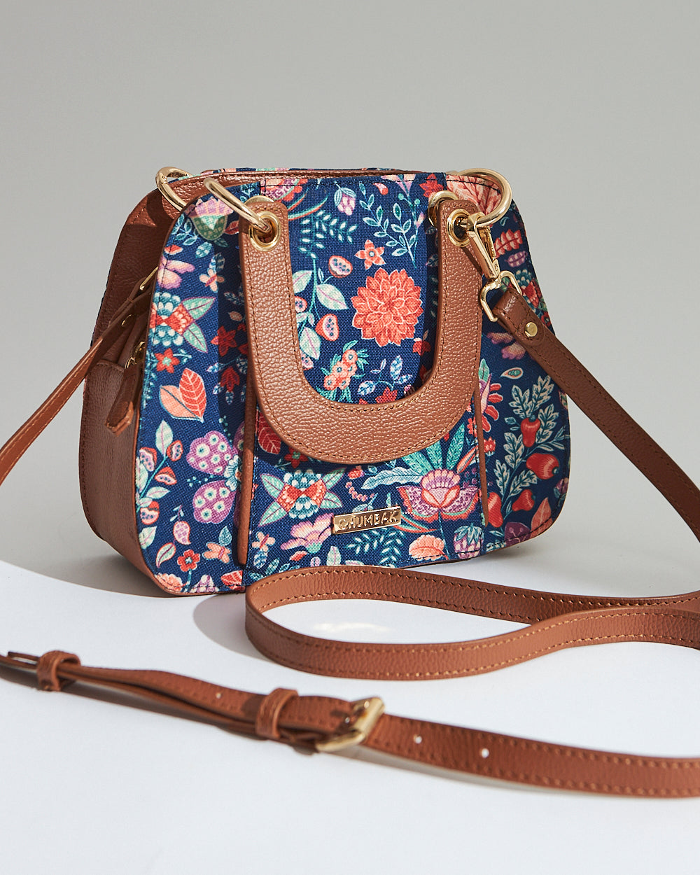 Batik Bloom Hand Bag, Navy