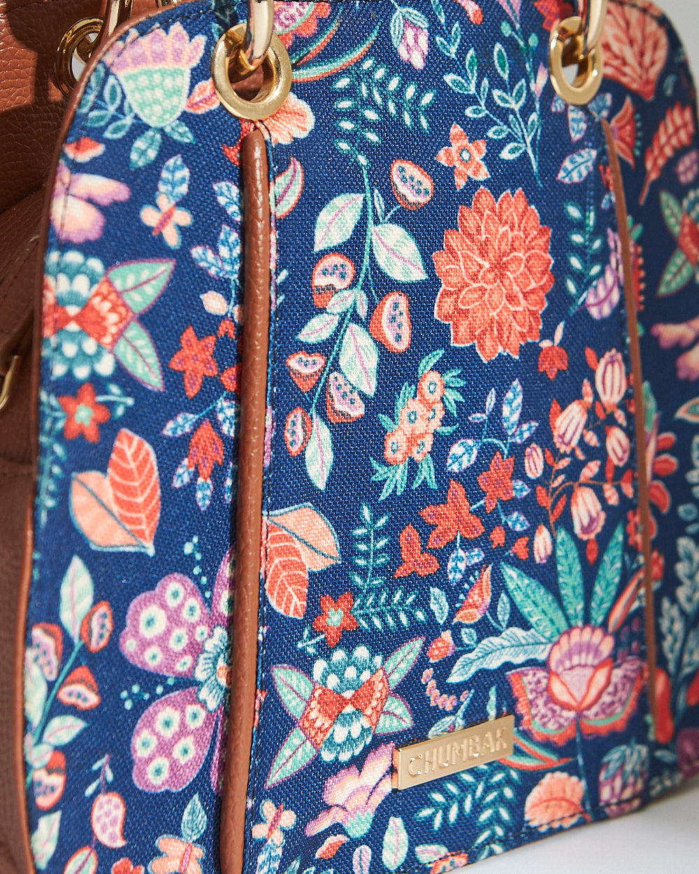 Batik Bloom Hand Bag, Navy