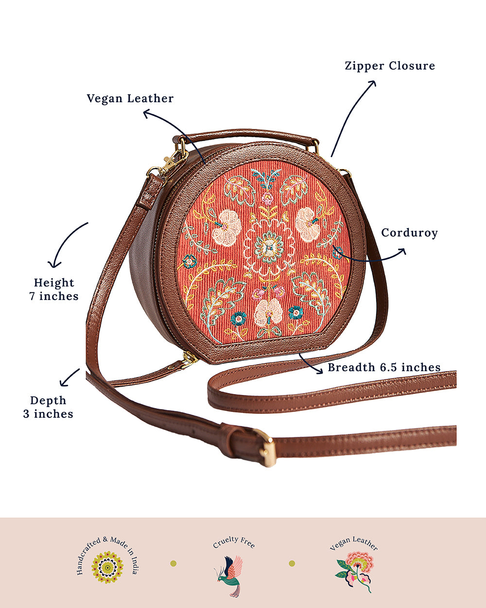 Batik Bloom Embroidered Sling, Red
