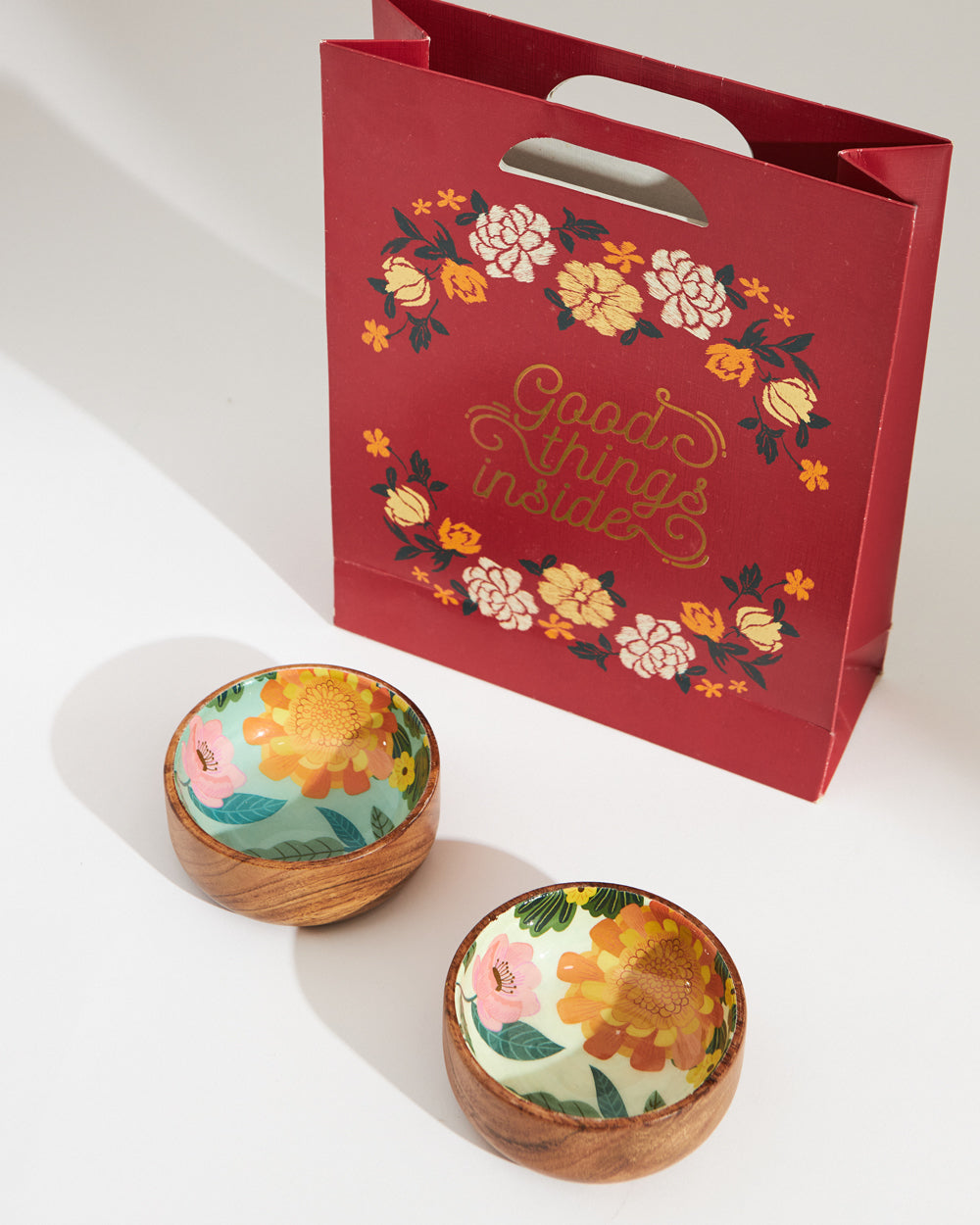 Marigold Mini Snack Bowls (Set of 2)| Wood