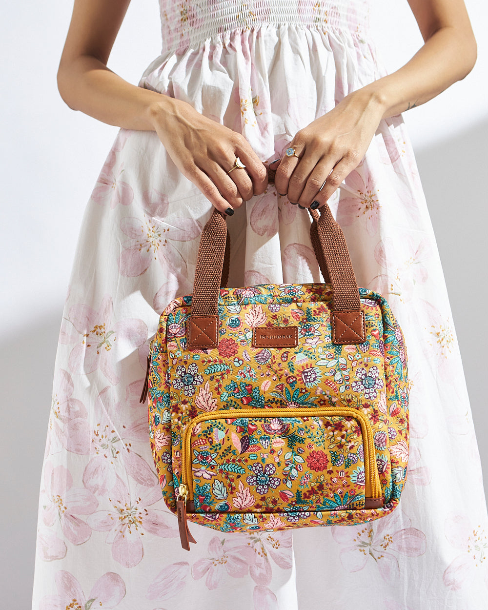 Batik Bloom Lunch Bag, Mustard