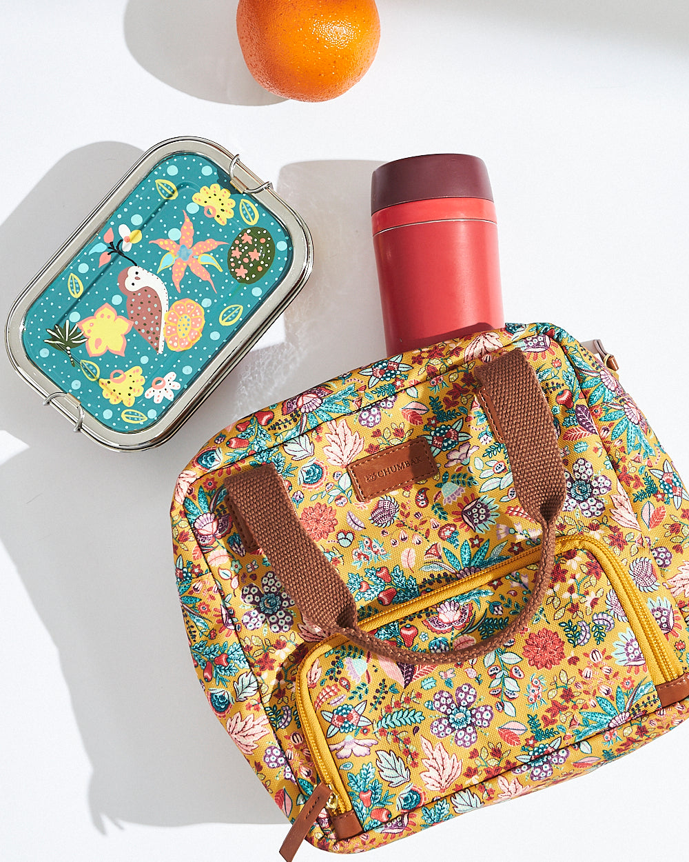 Batik Bloom Lunch Bag, Mustard