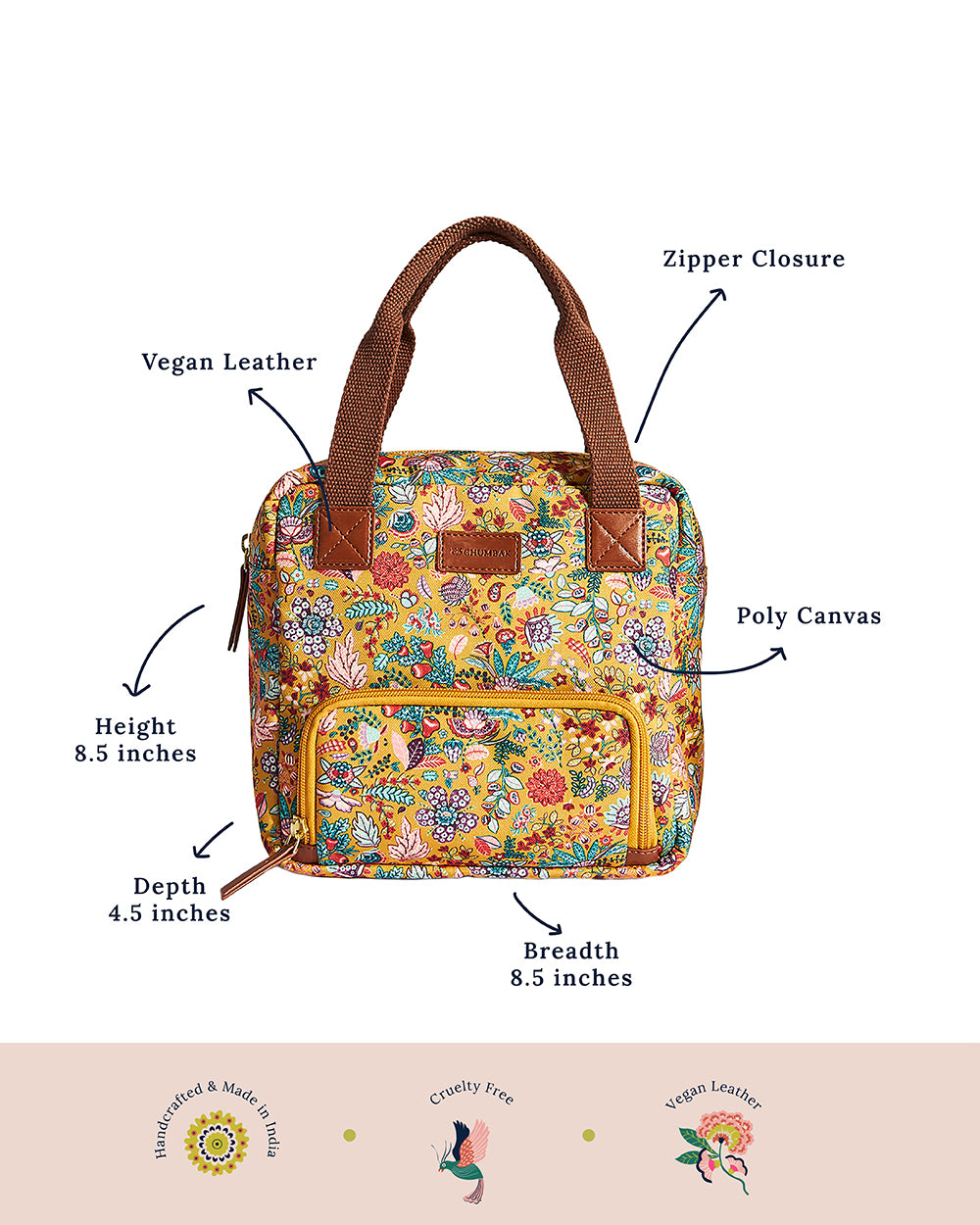 Batik Bloom Lunch Bag, Mustard