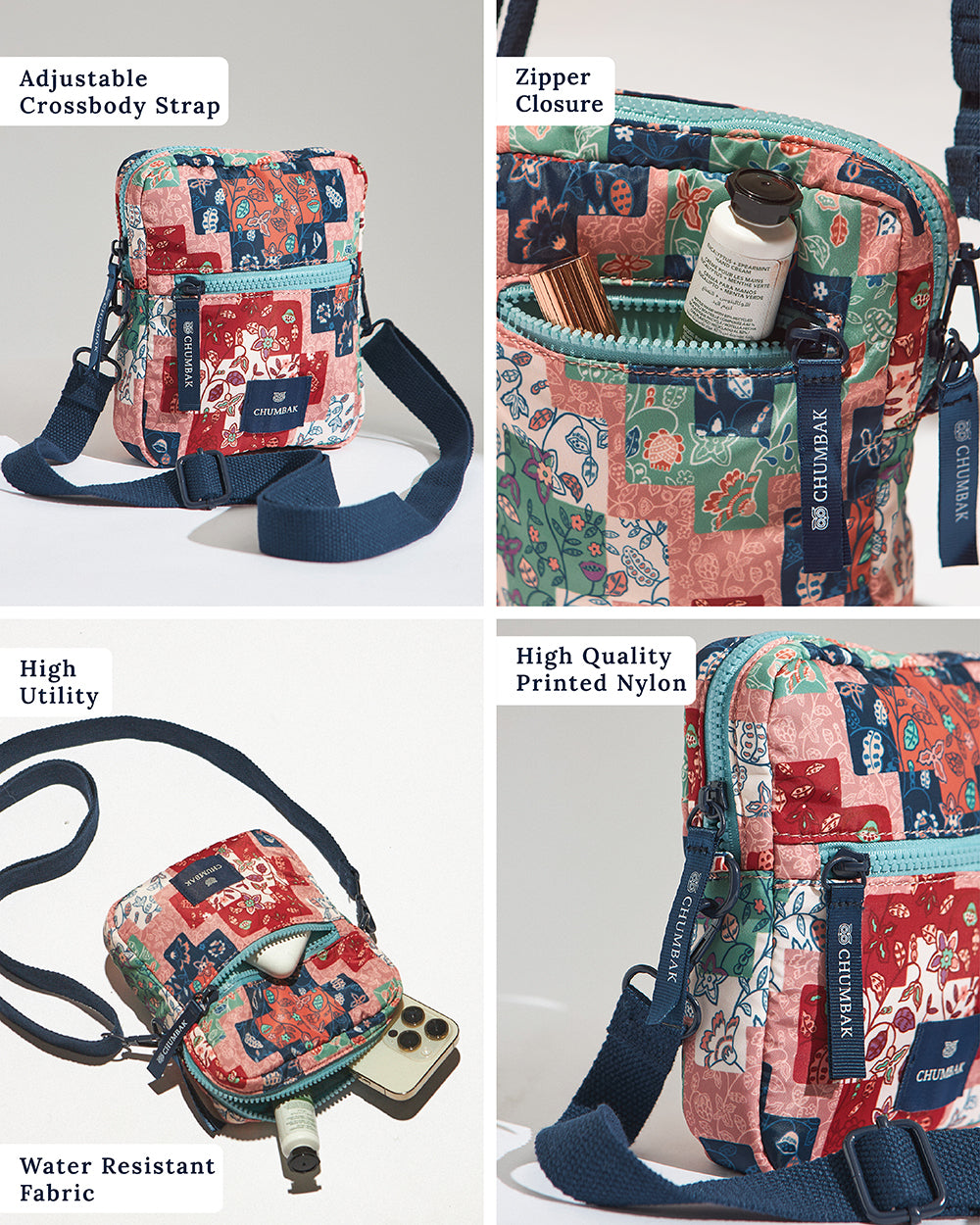 Mini Resort Crossbody Bag | Adjustable Sling| Water Resistant Fabric