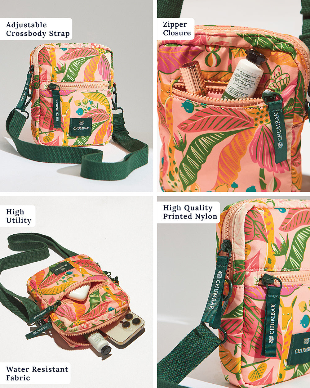 Mini Resort Crossbody Bag | Adjustable Sling| Water Resistant Fabric