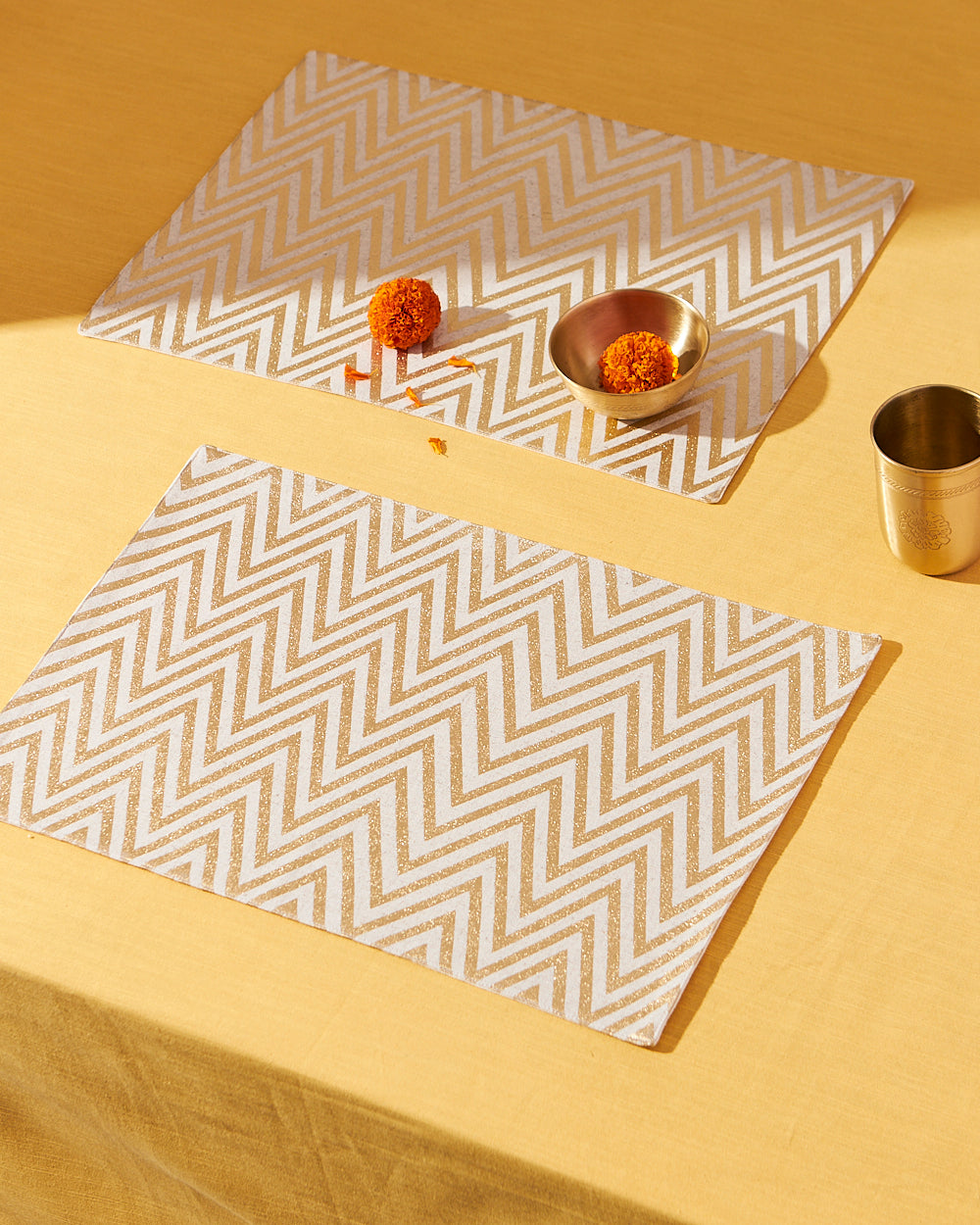 Classic Chevron Placemats, Gold - Set of 2