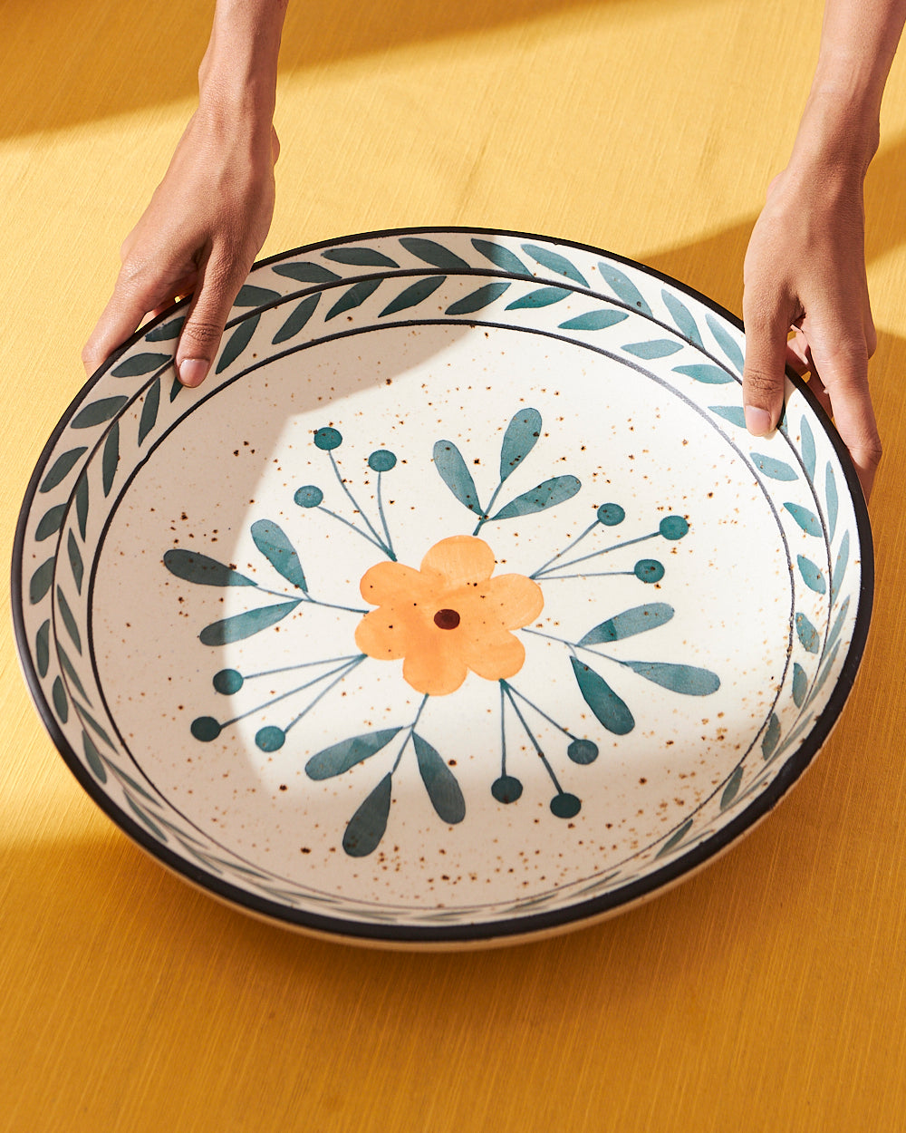 Marigold Large Salad Bowl | Handpainted Stoneware