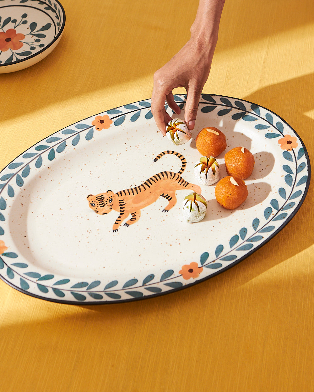 Marigold Royal Tiger Large Platter | Handpainted Stoneware