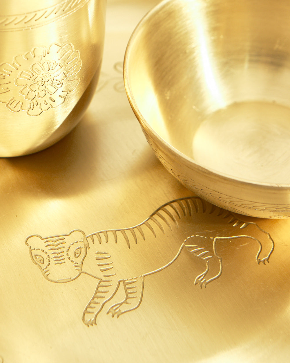 Royal Tiger Daawat Thaal Set Gift Box | Set of 3 | Brassware