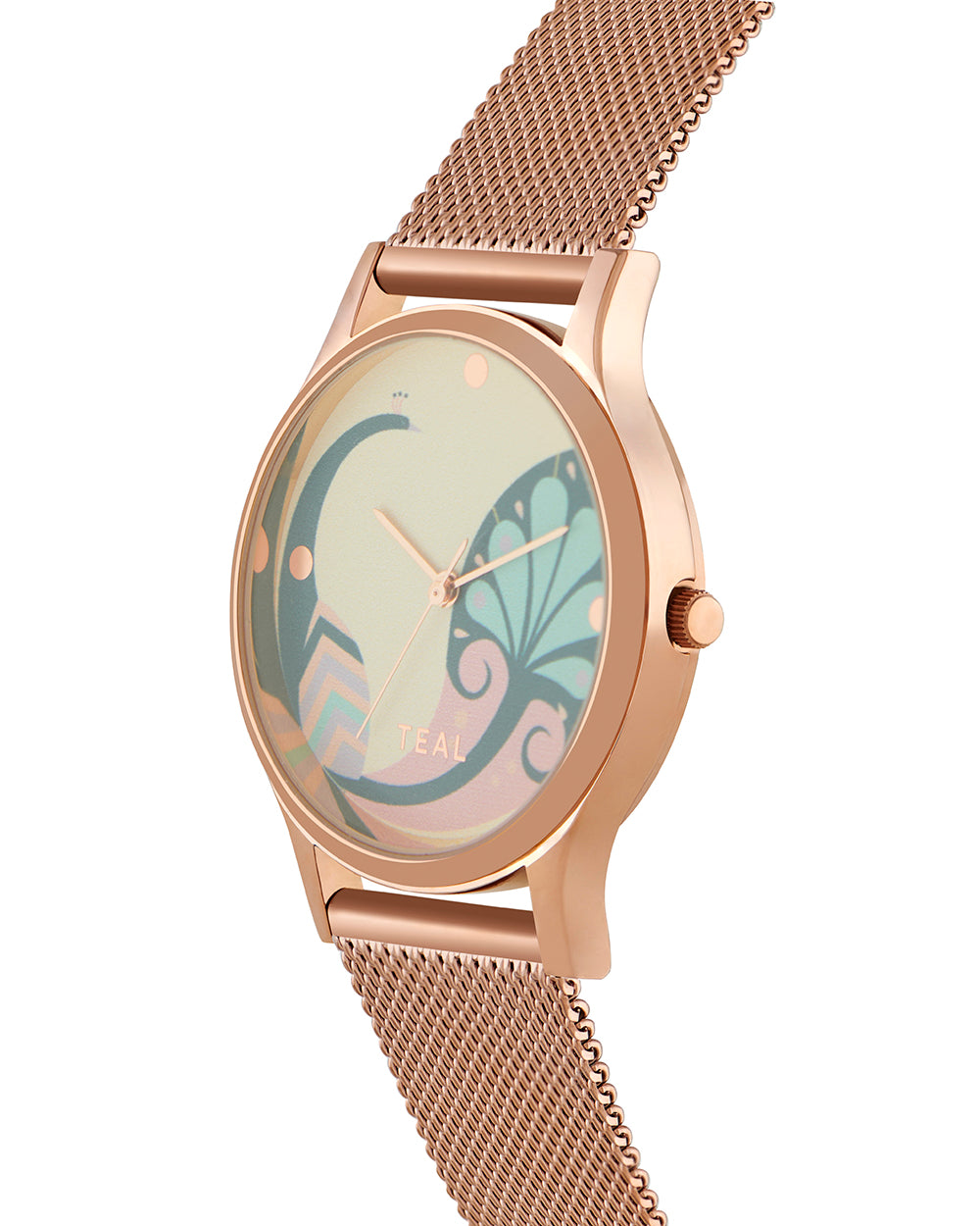 Teal By Chumbak | Urban feathers Watch - Metal Mesh Strap