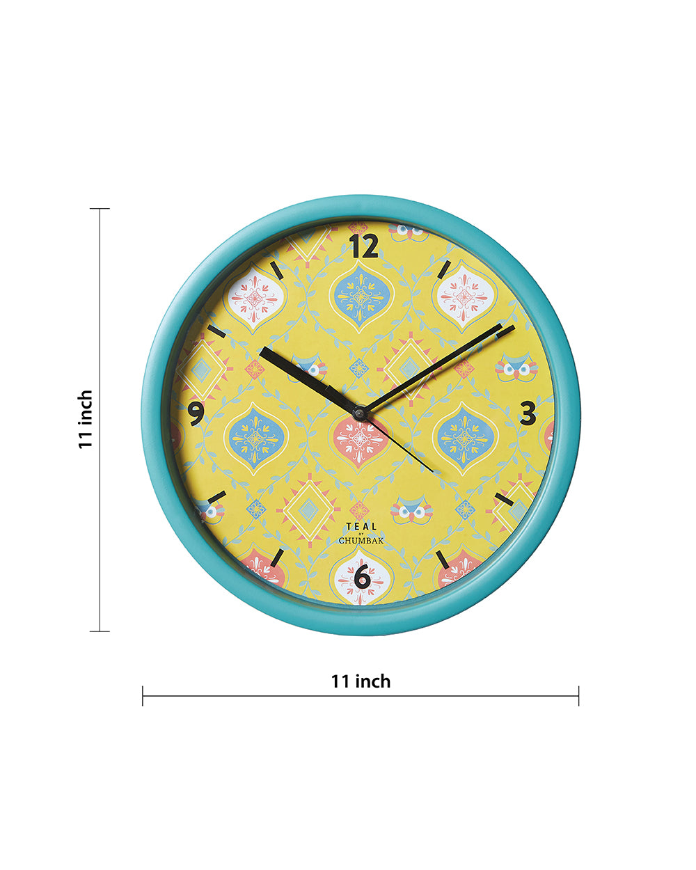 Teal by Chumbak Wall Clocks | 11 inch| Silent Sweep movement