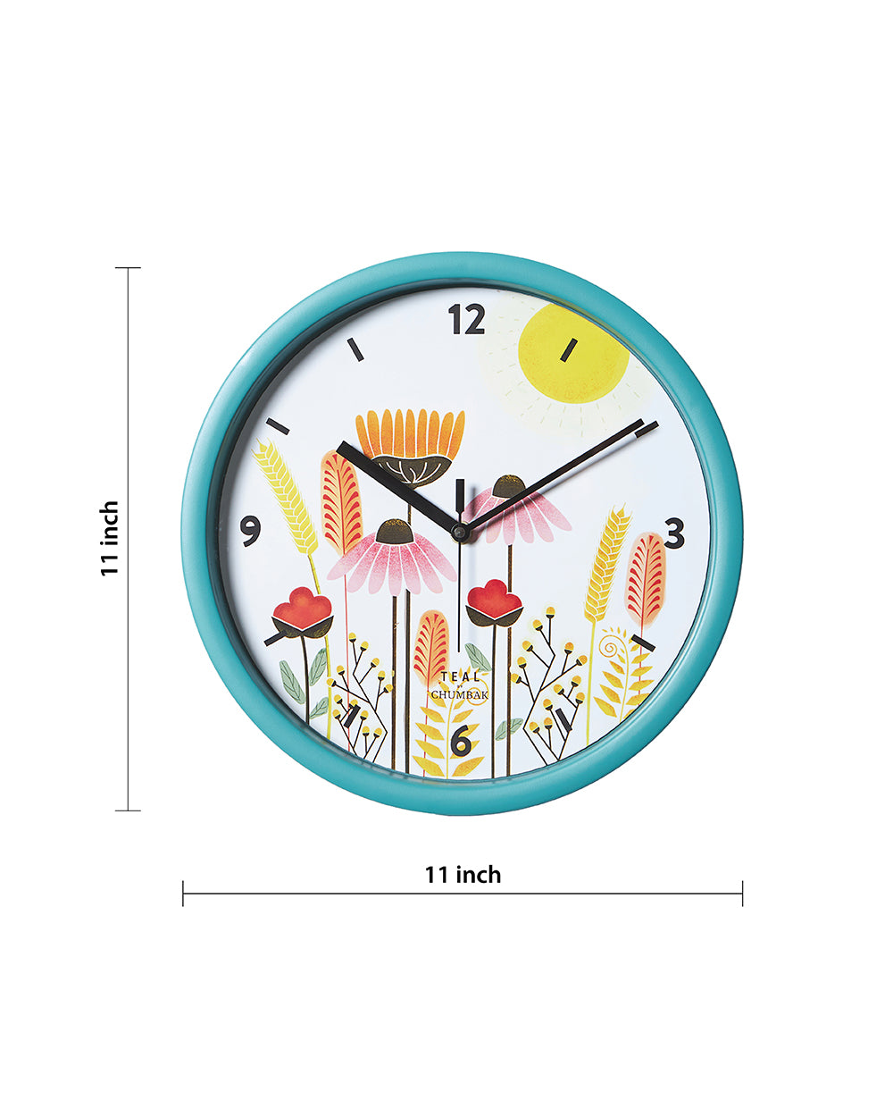 Teal by Chumbak Wall Clocks | 11 inch| Silent Sweep movement