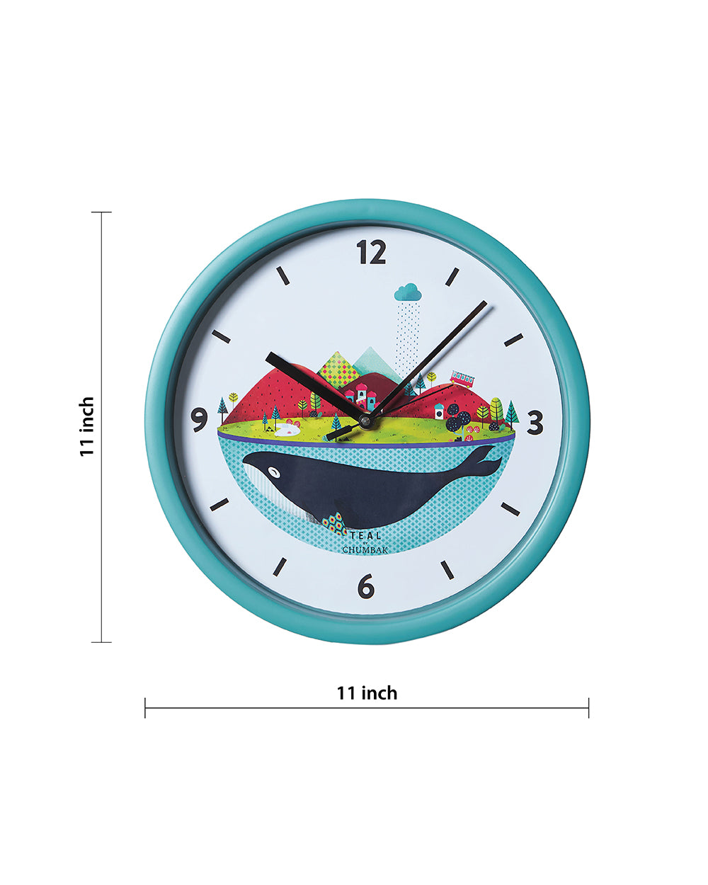 Teal by Chumbak | Globe Trotting Wall Clock | 11 inch