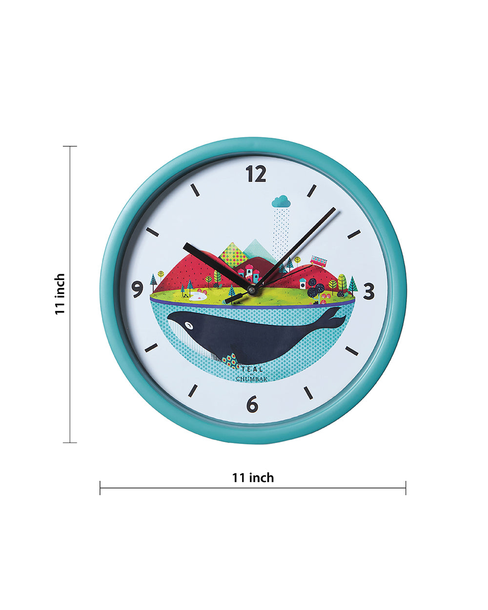 Teal by Chumbak Wall Clocks | 11 inch| Silent Sweep movement
