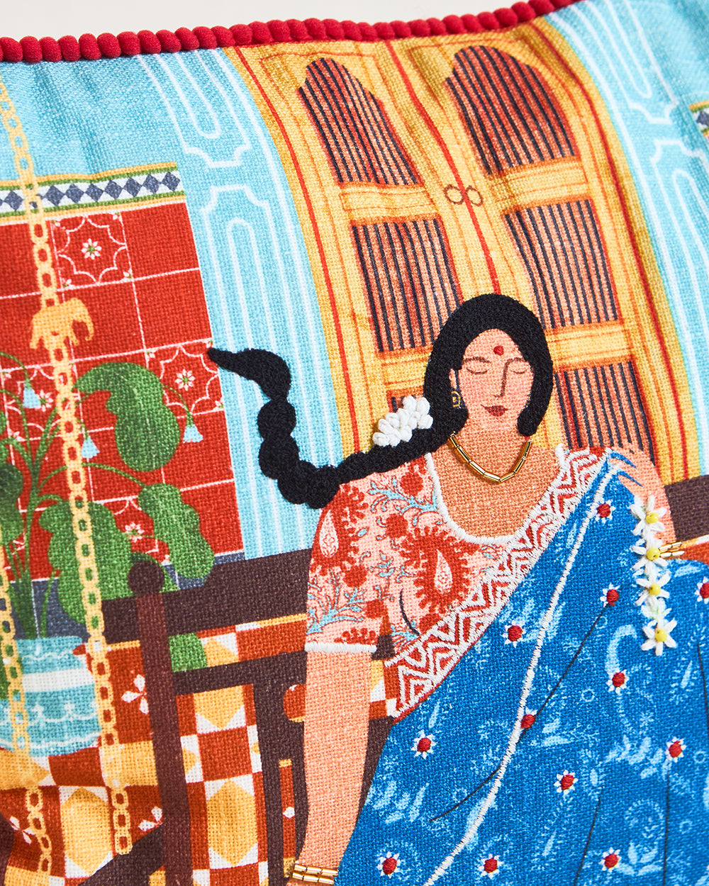 Lady Chettiar Cushion Cover, 16"
