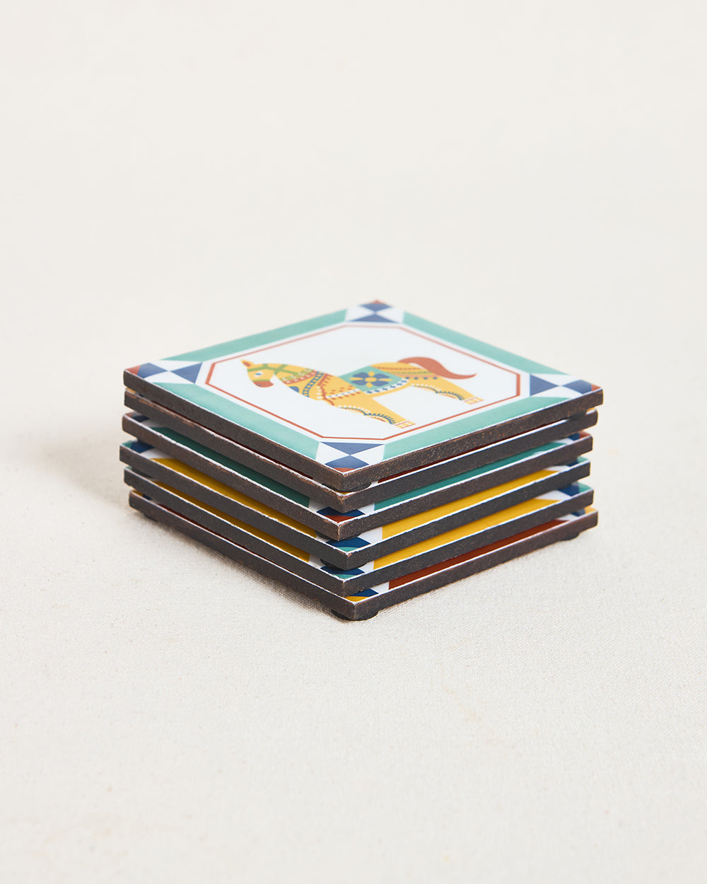 Karaikudi Tiles Coasters, Set of 6