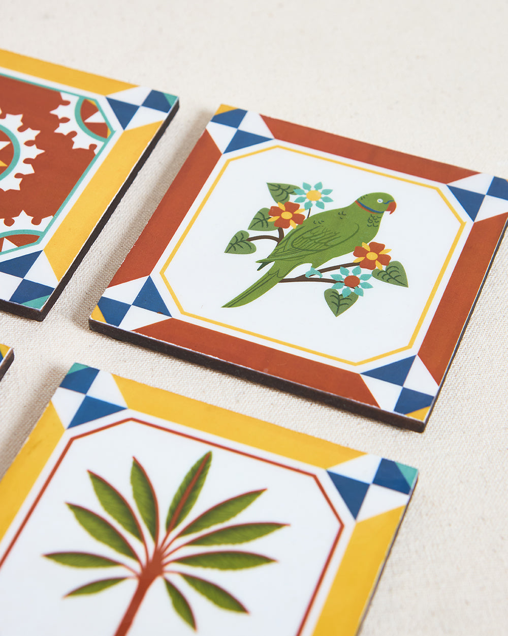 Karaikudi Tiles Coasters, Set of 6