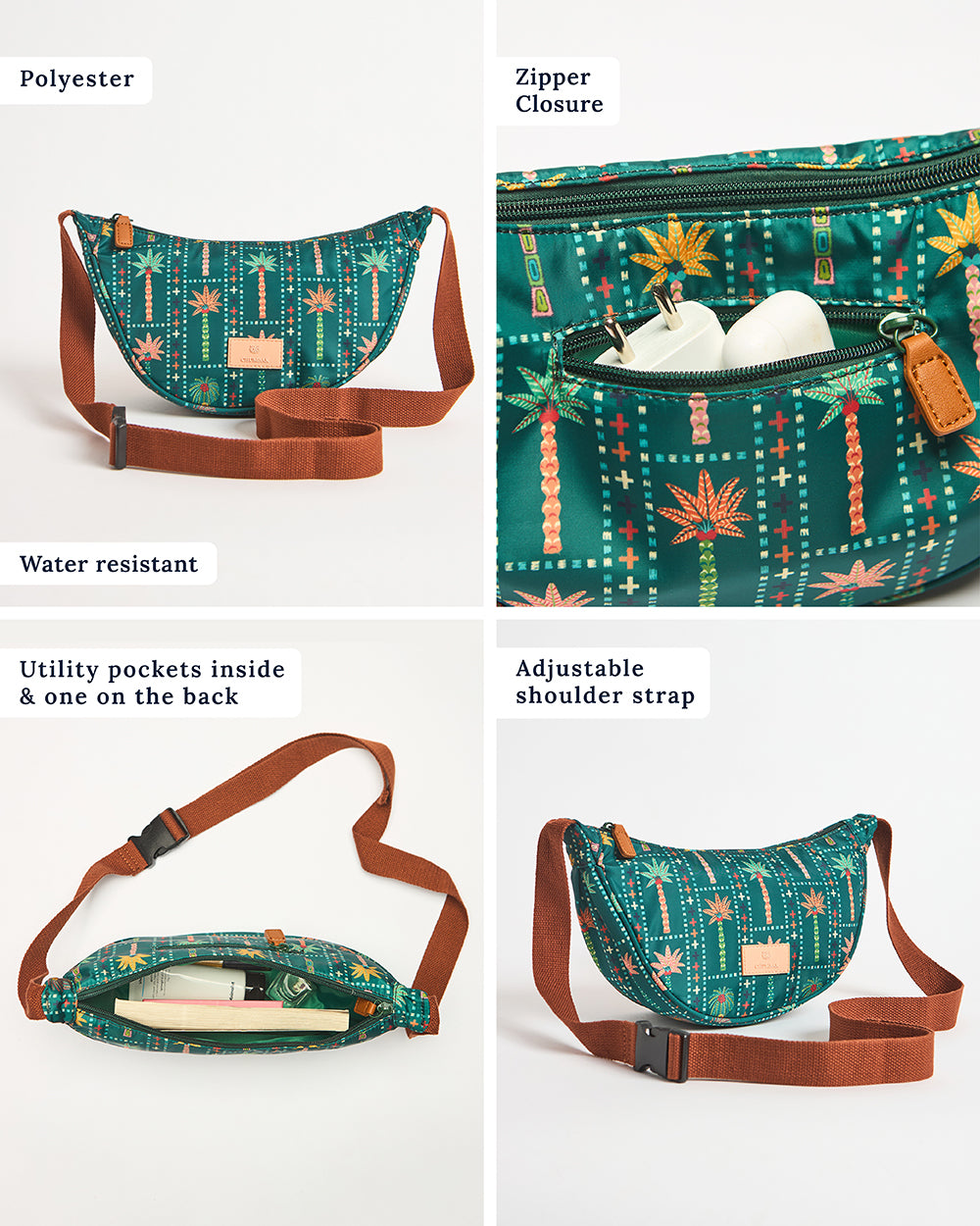 Trippy Half Moon Shoulder Bag - Palms | Digital Nomad