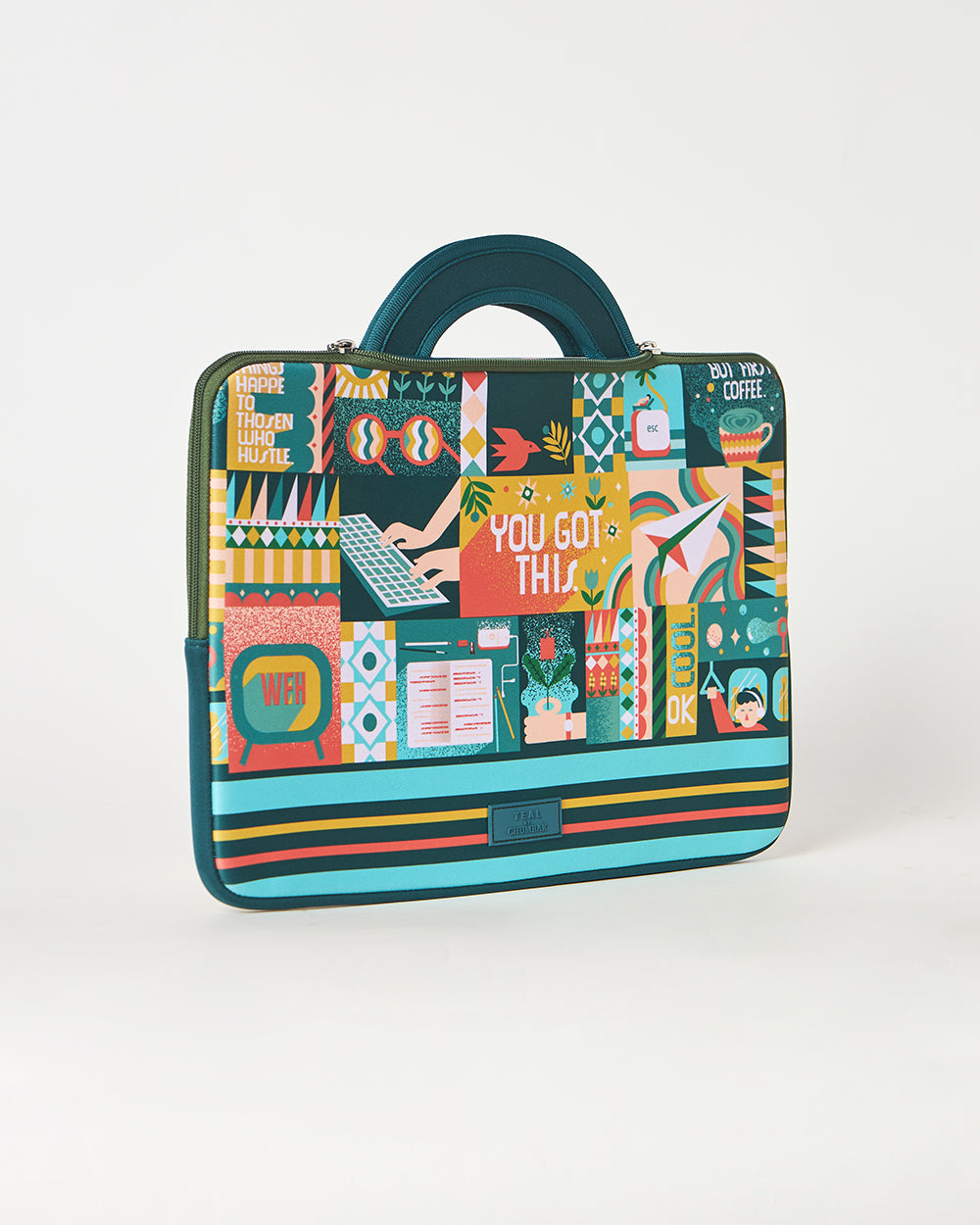 Teal by Chumbak You Got This Laptop Sleeve, 15"