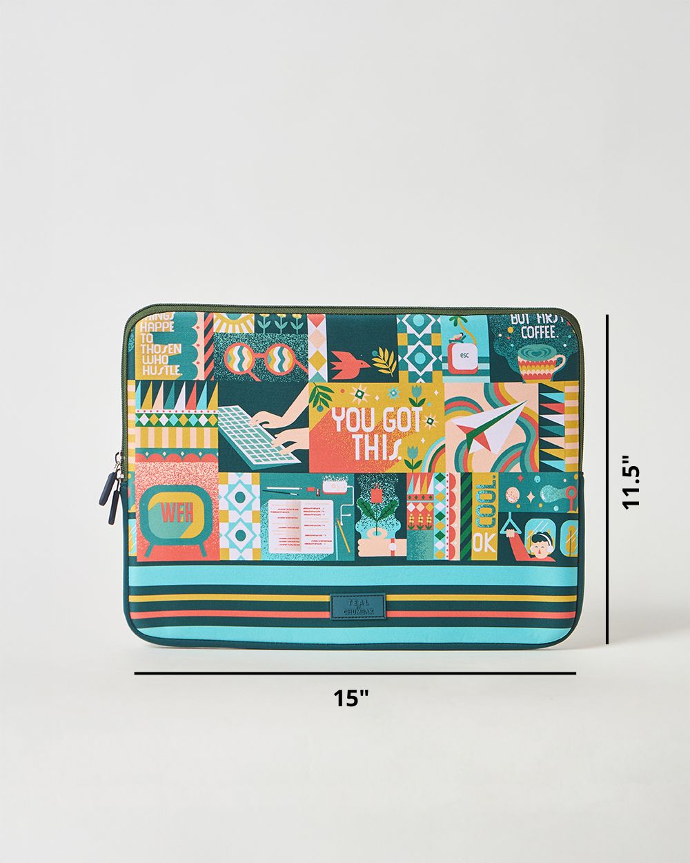 Teal by Chumbak You Got This Laptop Sleeve, 15"