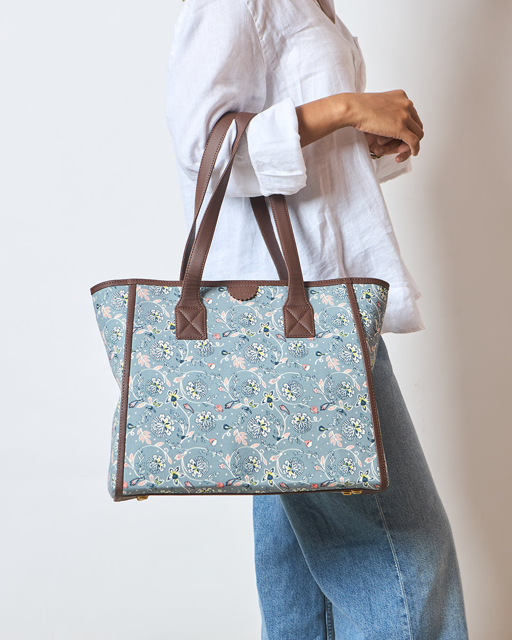 Teal by Chumbak Grey Bloom Everyday Tote