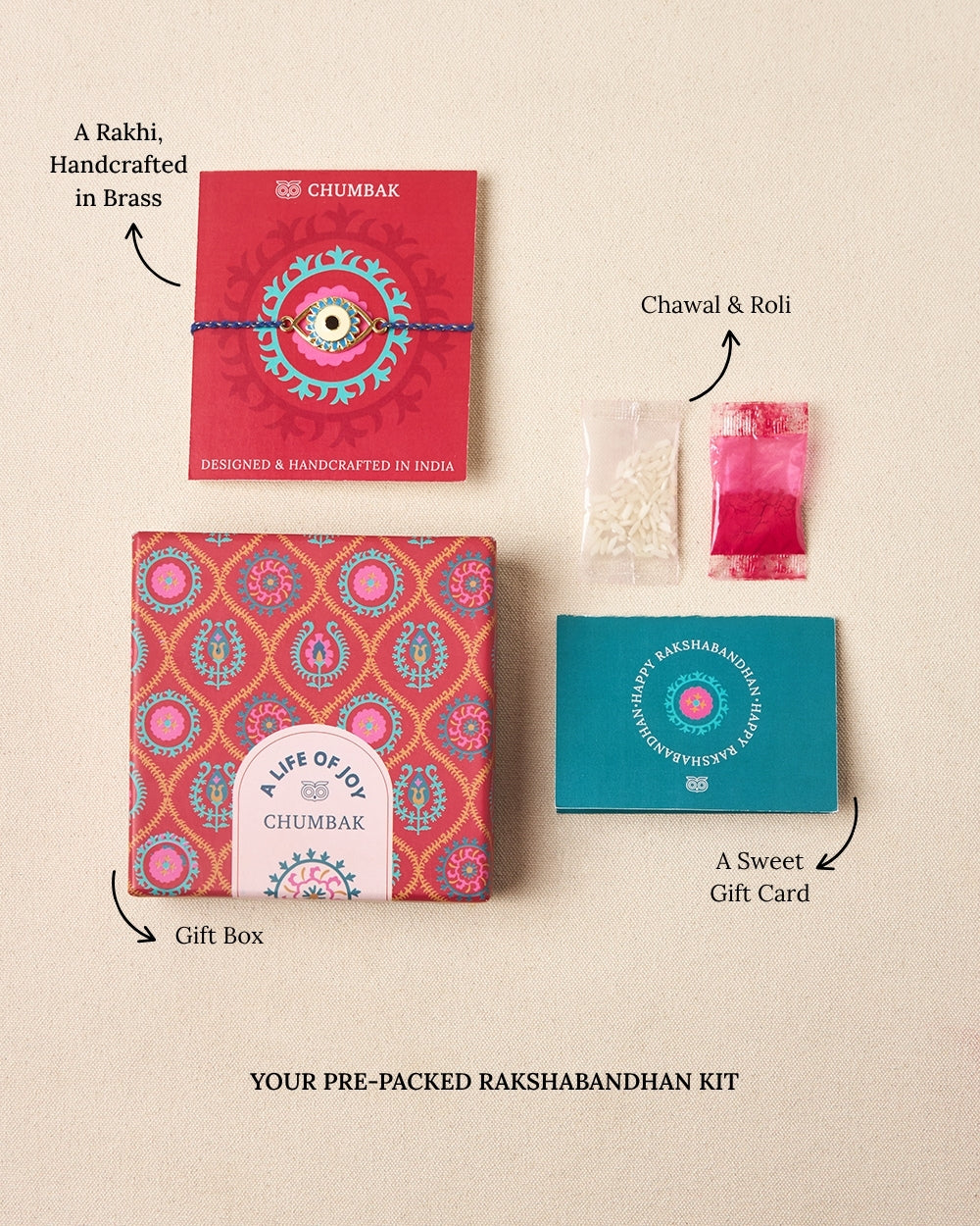 Evil-Eye Blue Rakhi - Brass Motif