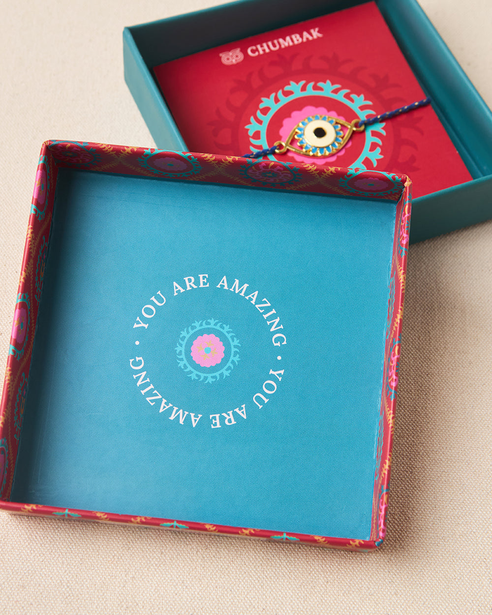Evil-Eye Blue Rakhi - Brass Motif