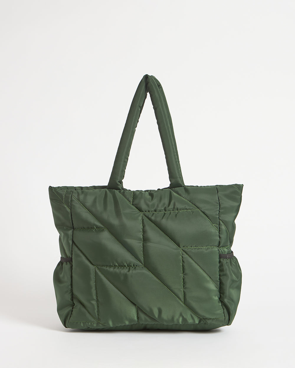 Quilted Puffer Tote - Olive