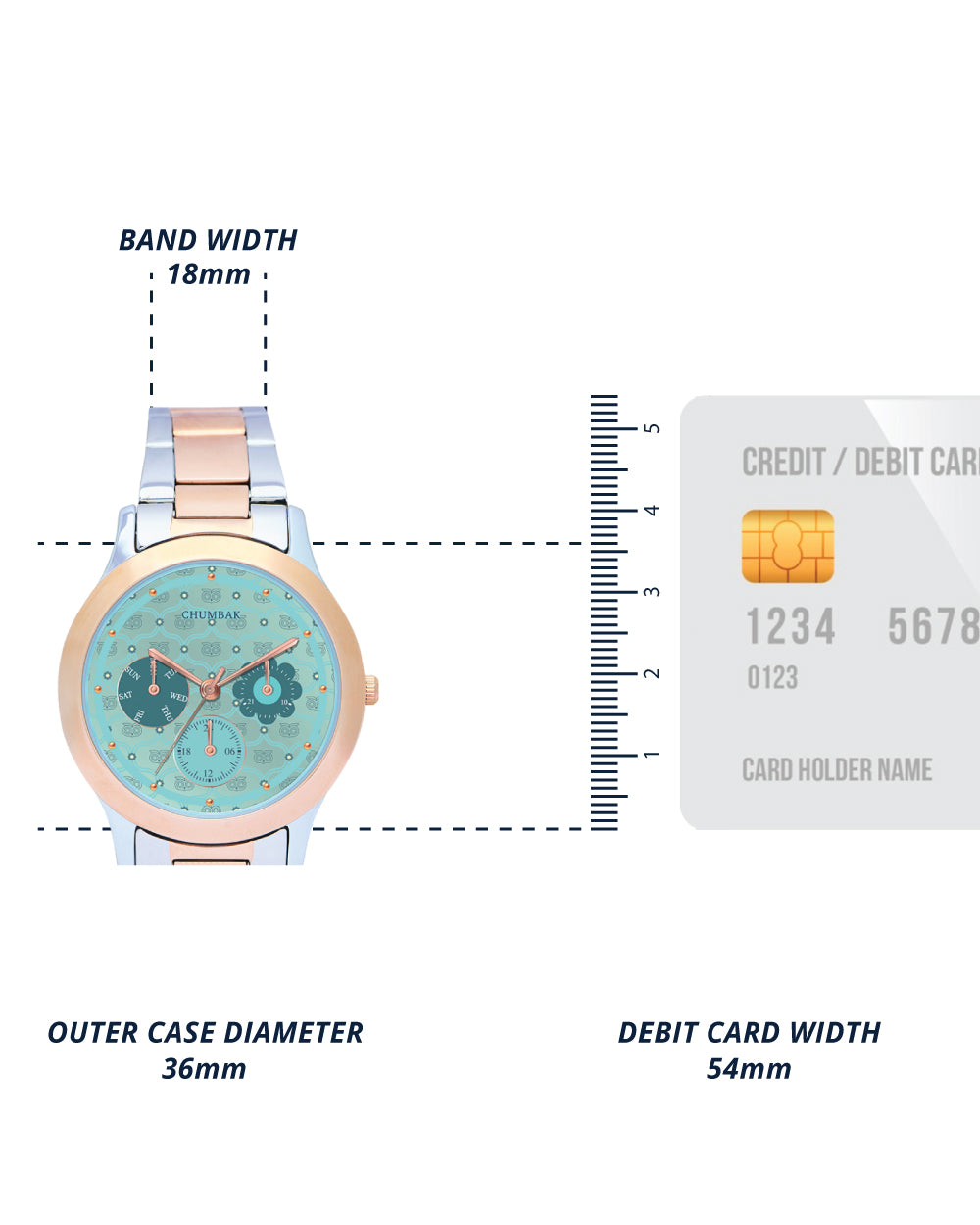 Ocean Owl Monogram Metal Watch | Steel & Rosegold strap with Teal Dial