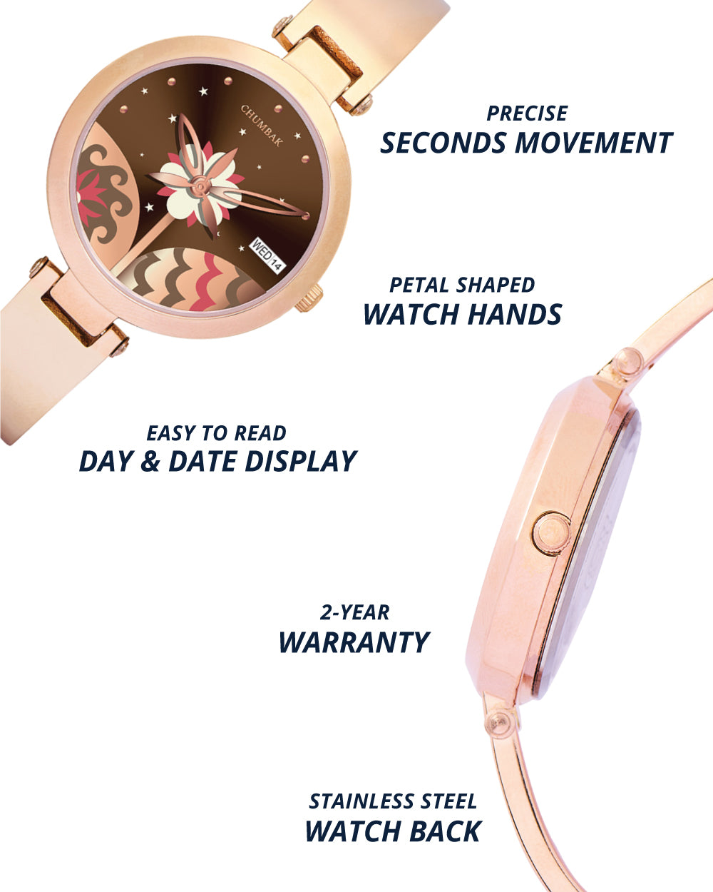 Bloom Metal Watch | Rosegold with Brown Dial