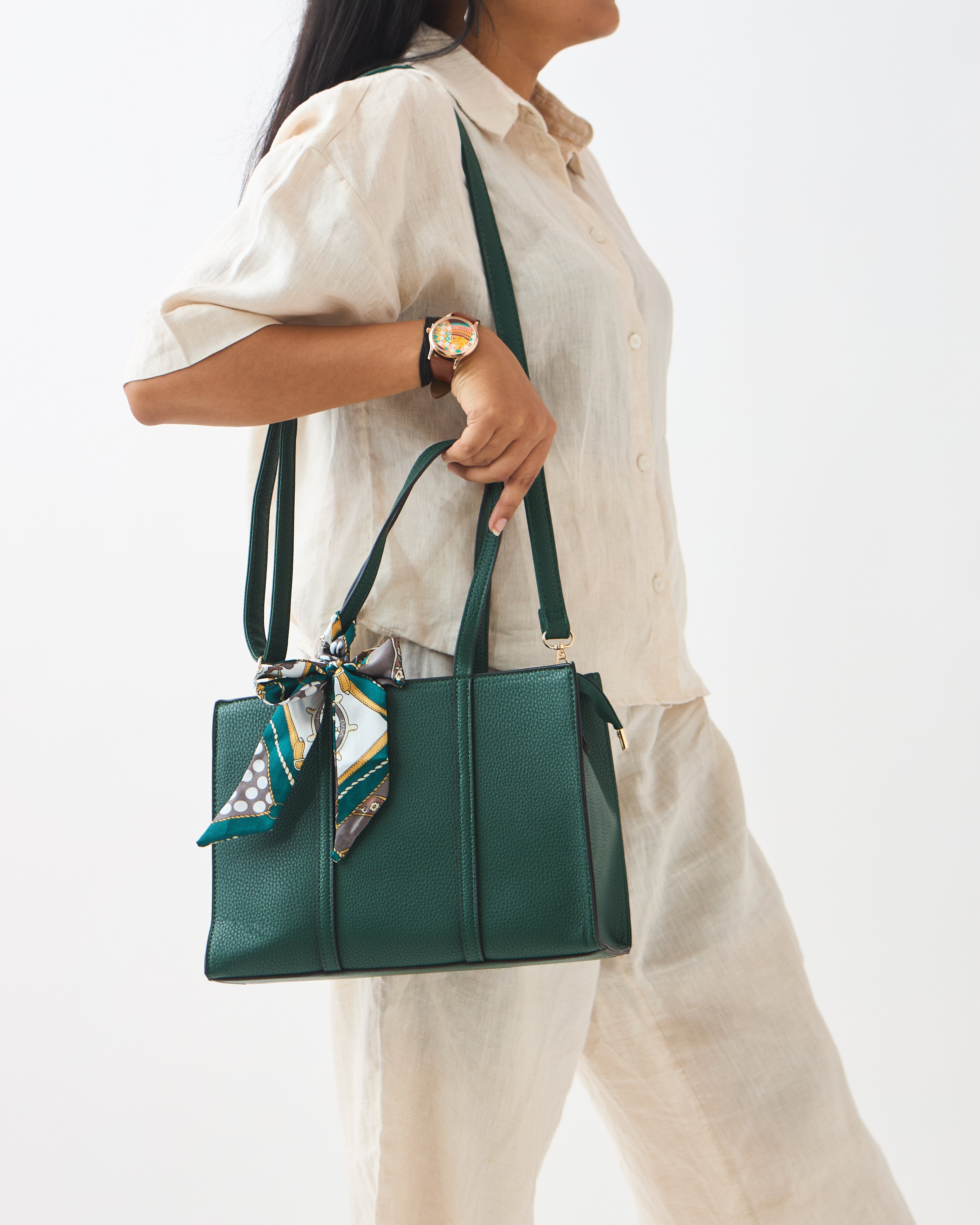 Maldives Mini Tote with Scarf | Green