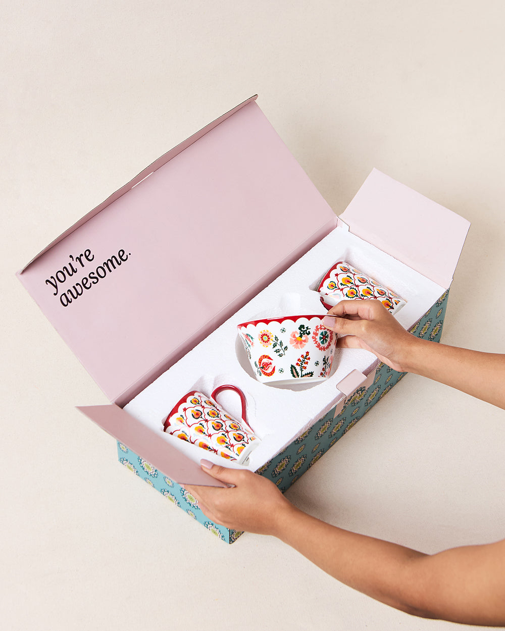 Suzani Bloom Tea Trio, Gift Set of 3 | Comes in a Gift Box