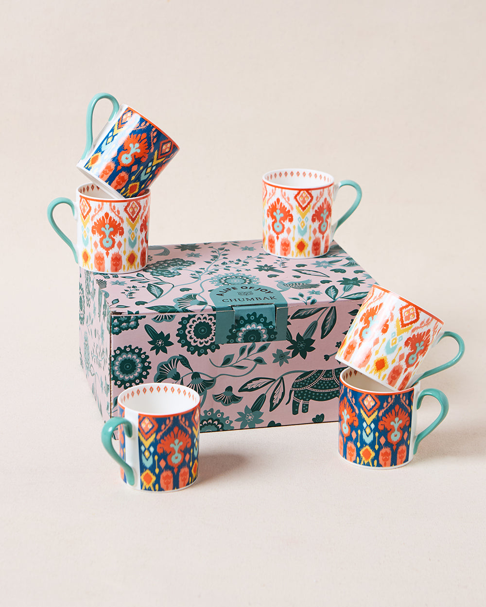 Ikat Tea Mugs Gift Set of 6
