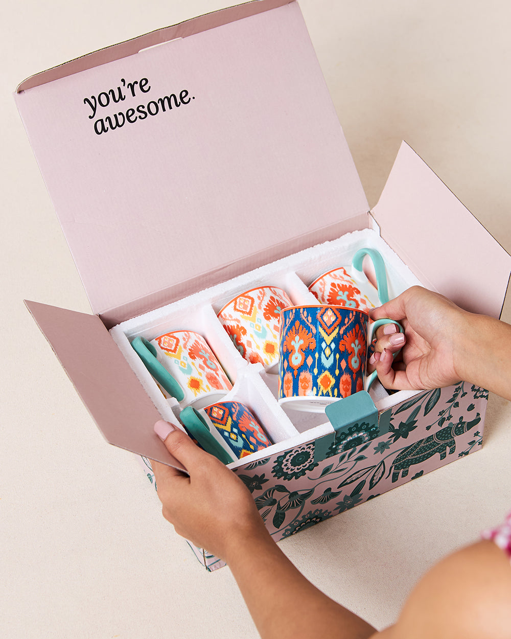 Ikat Tea Mugs Gift Set of 6
