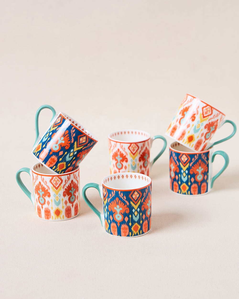 Ikat Tea Mugs Gift Set of 6