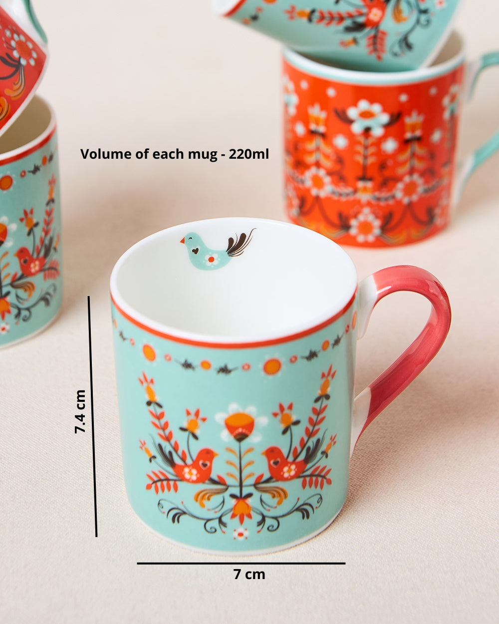 Valley Bloom Tea Mugs Gift Set of 6