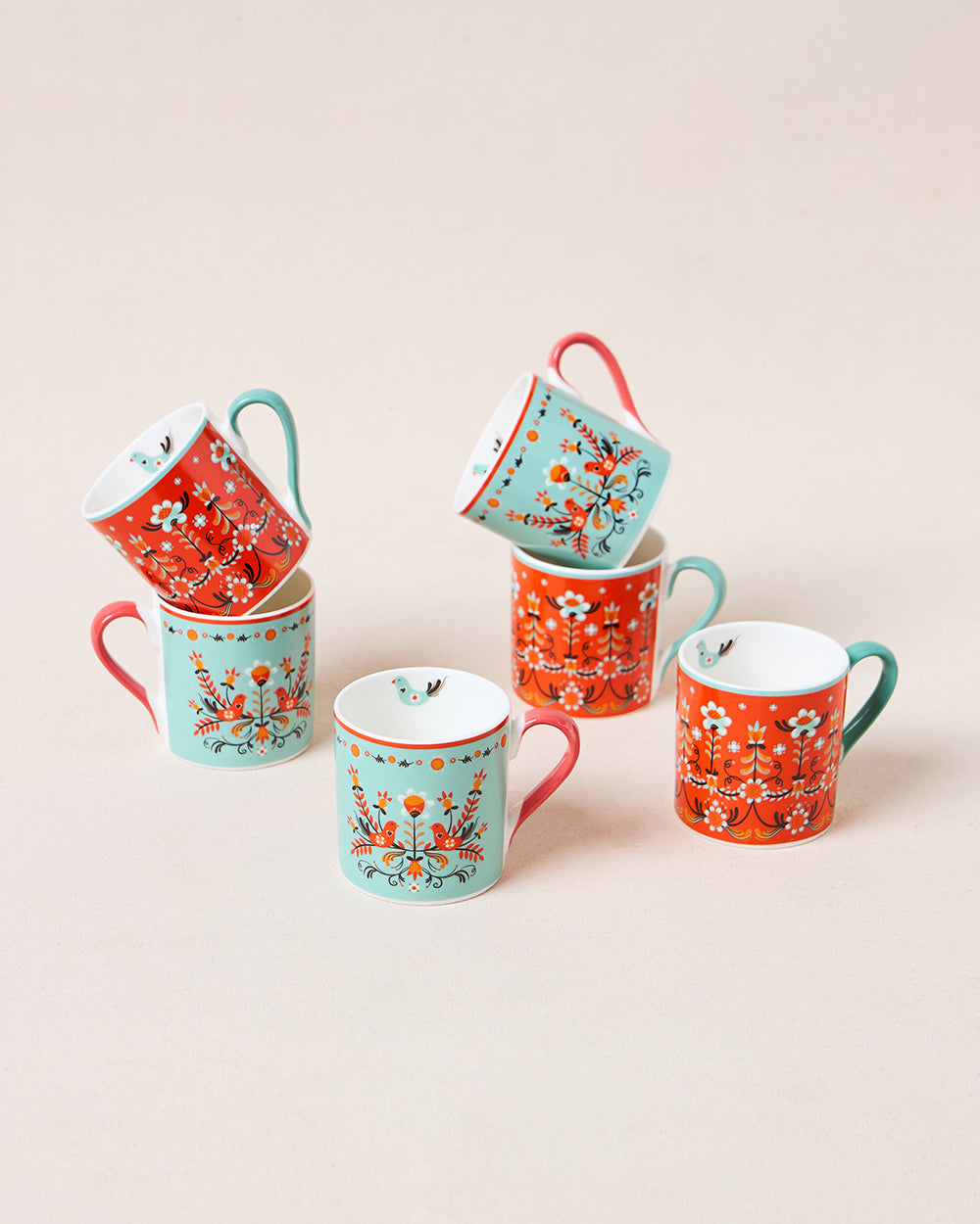 Valley Bloom Tea Mugs Gift Set of 6