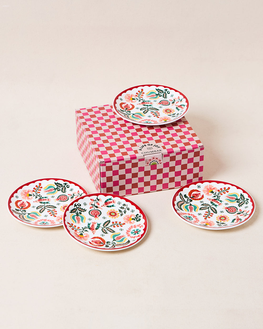 Suzani Blossom Snack Plates Gift Set of 4
