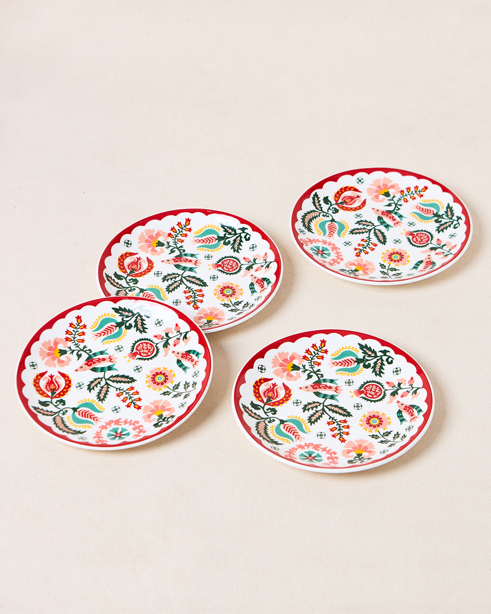Suzani Blossom Snack Plates Gift Set of 4