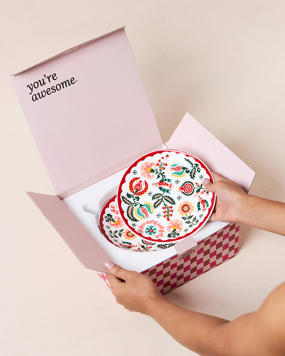 Suzani Blossom Snack Plates Gift Set of 4