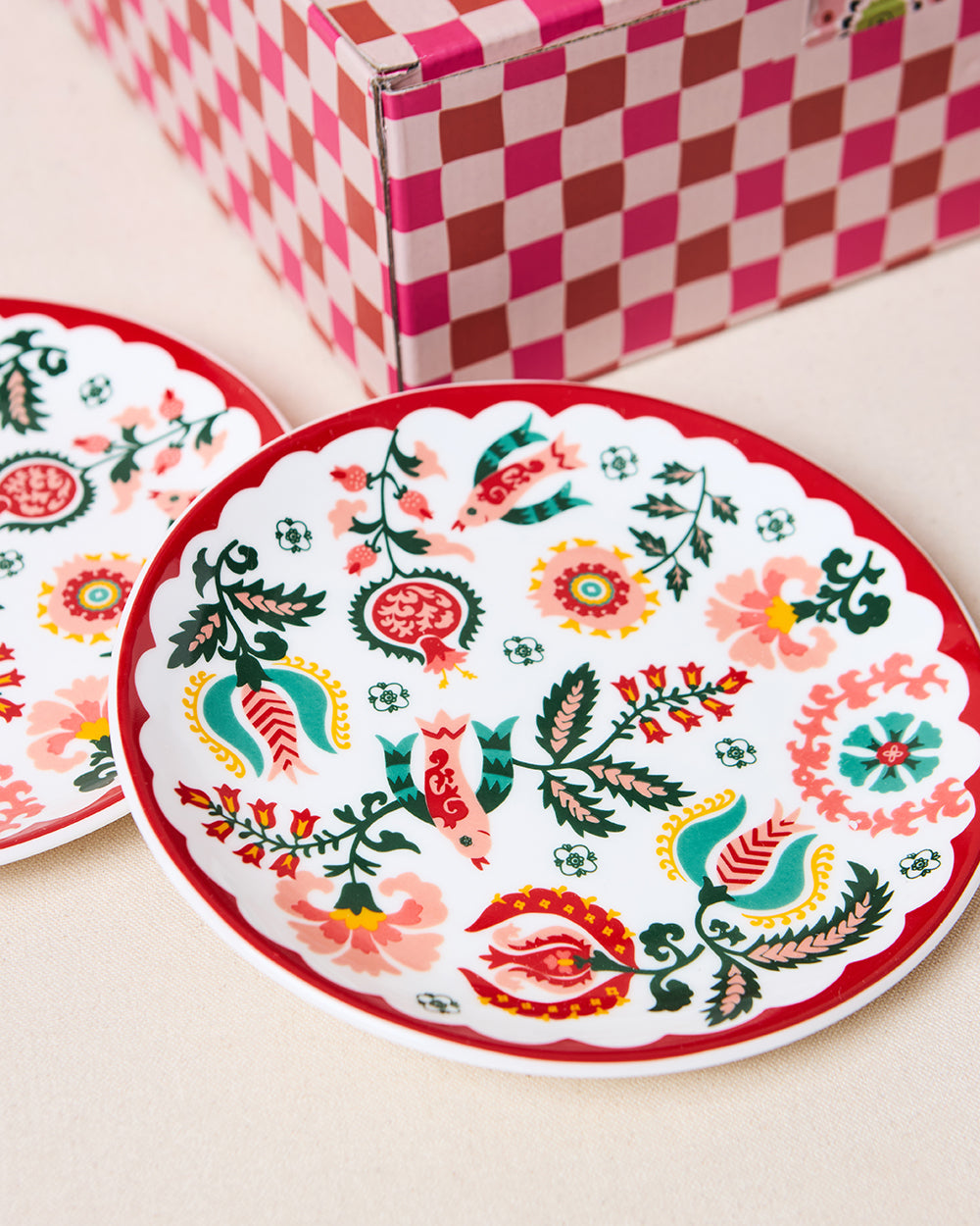 Suzani Blossom Snack Plates Gift Set of 4
