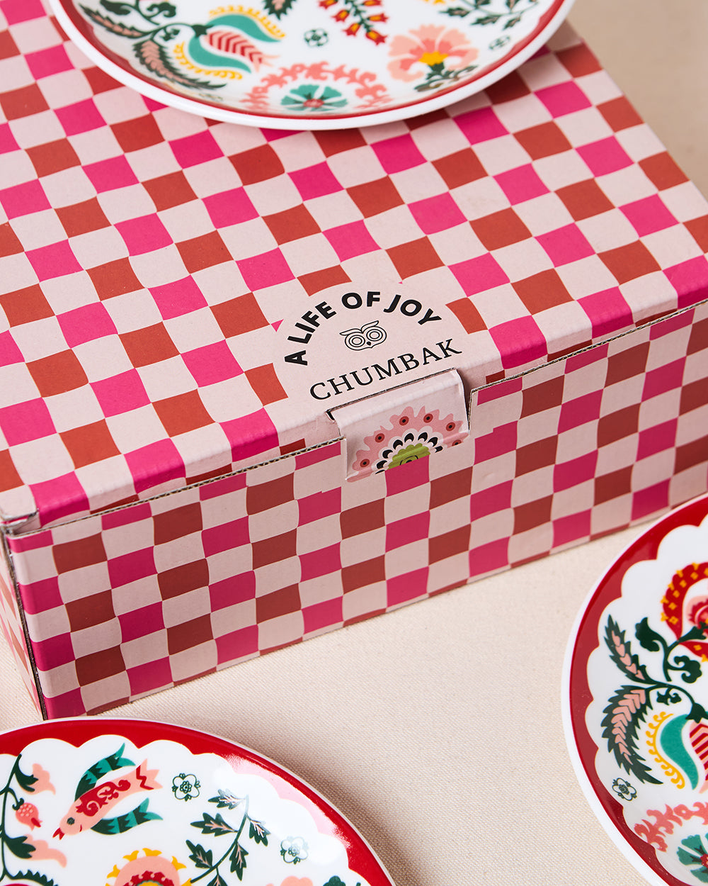 Suzani Blossom Snack Plates Gift Set of 4