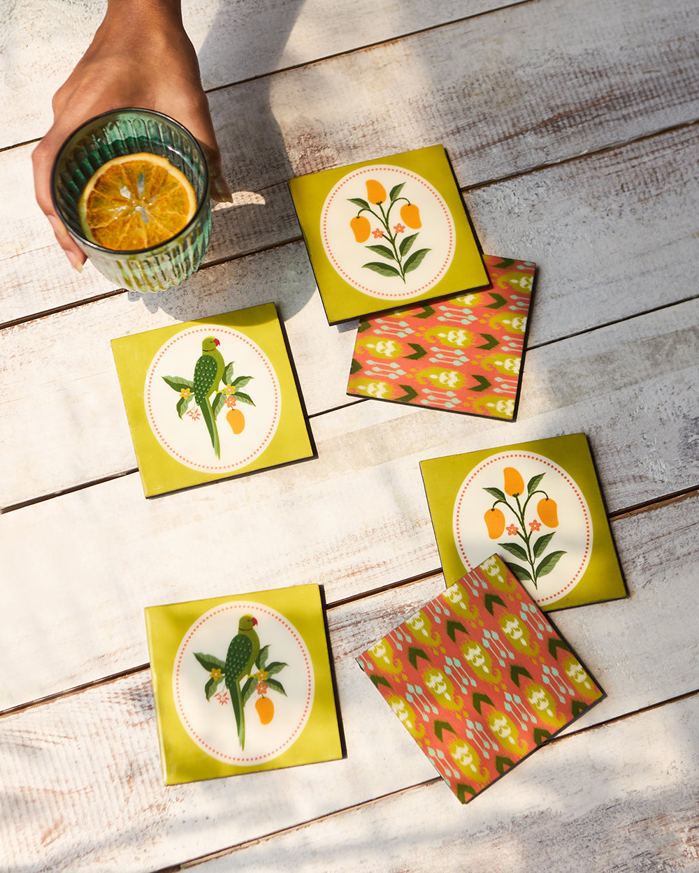 Serenade Wooden Coasters -  Set of 6| Summer Serenade