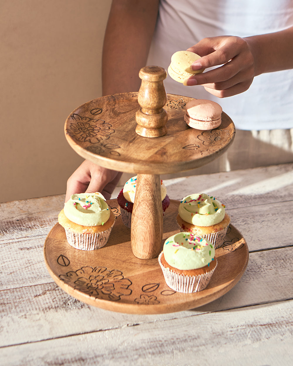 Farmhouse Wooden Serveware Stand| Summer Serenade