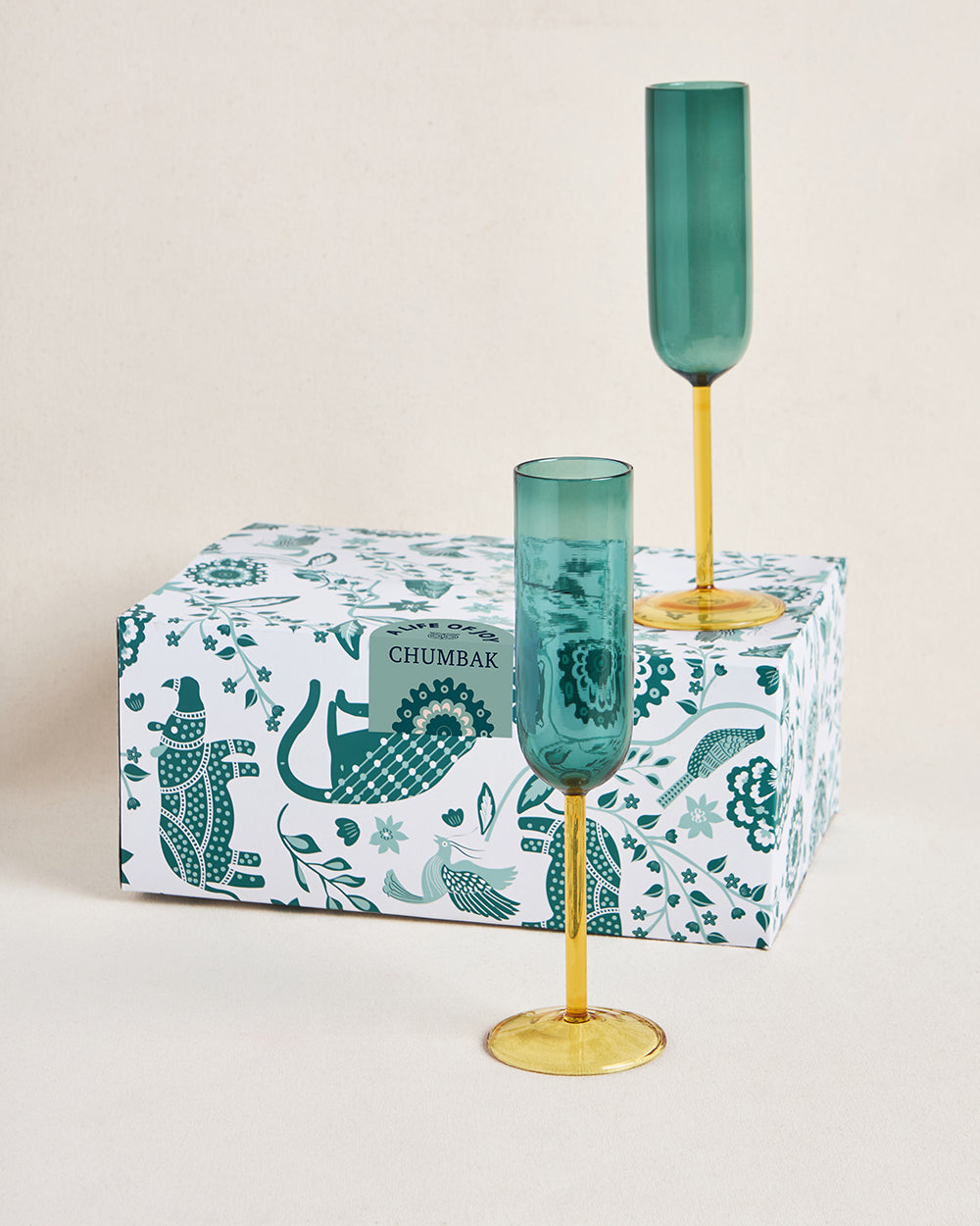 Cove Flute Glass Gift Set - Set of 2 | 270 ml | Summer Serenade