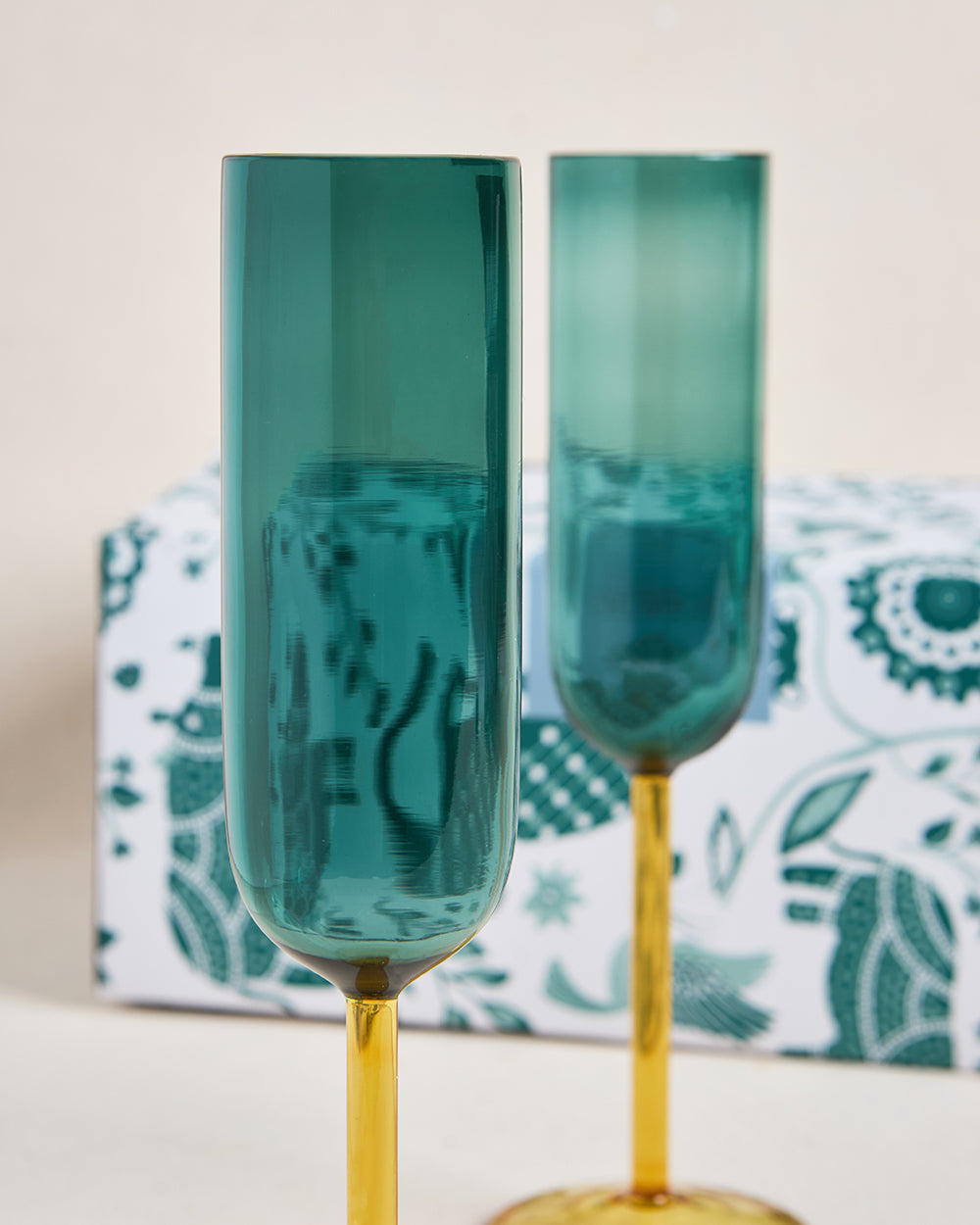 Cove Flute Glass Gift Set - Set of 2 | 270 ml | Summer Serenade