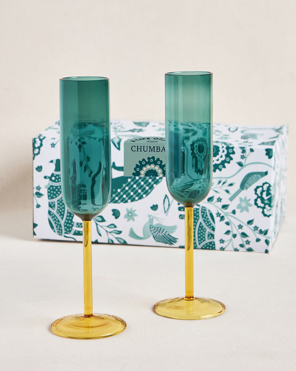 Cove Flute Glass Gift Set - Set of 2 | 270 ml | Summer Serenade