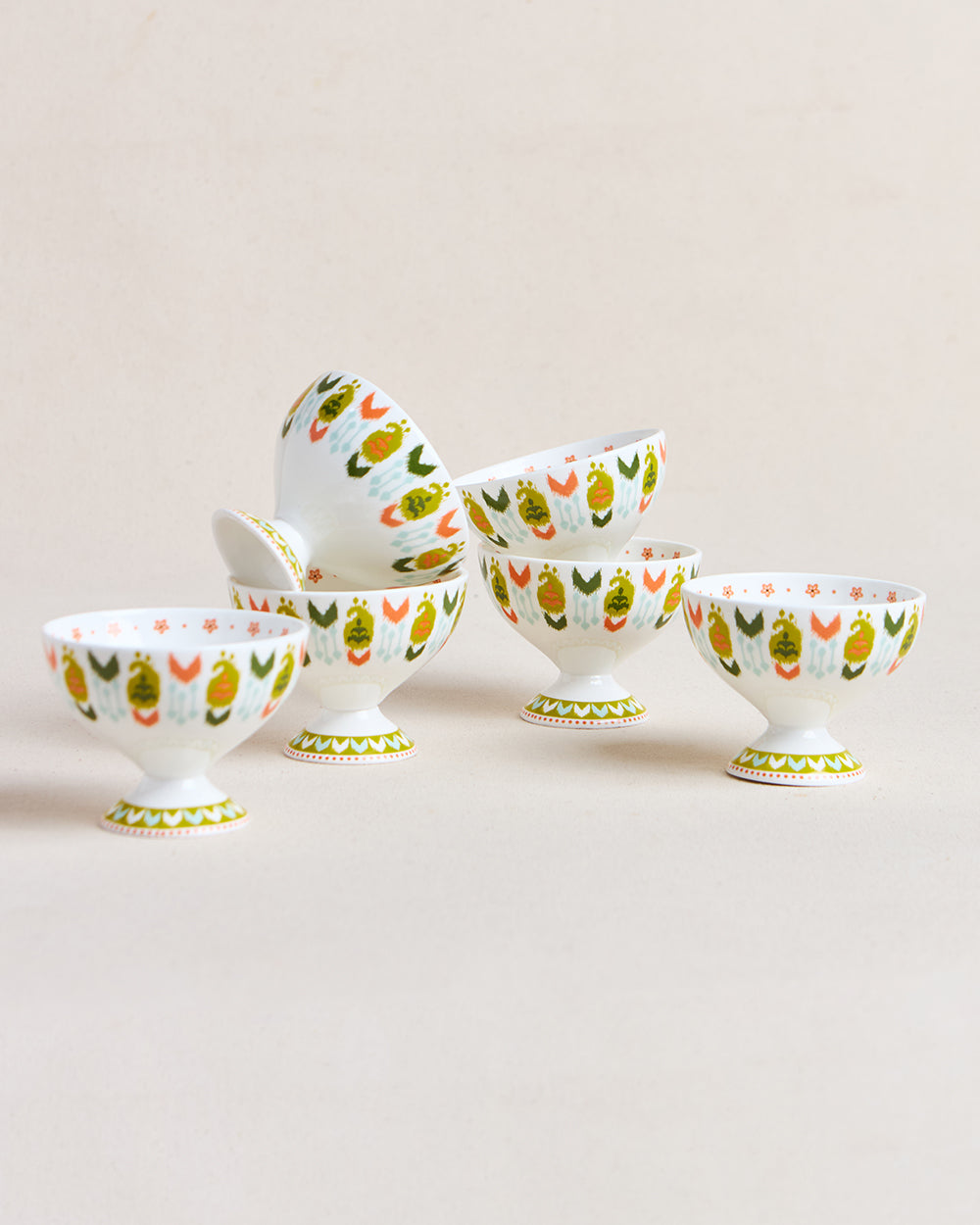 Ikat Paisley Dessert Bowls Gift Set - Set of 6, 160 ml