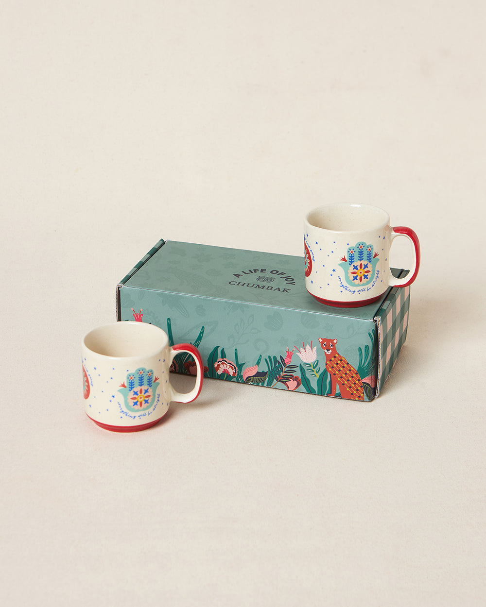 Hamsa Mugs Duo , Gift Set of 2 | Comes in a Gift Box