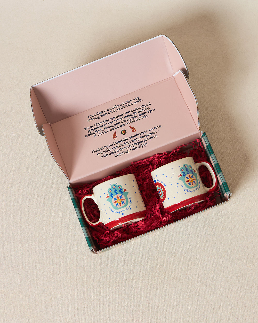 Hamsa Mugs Duo , Gift Set of 2 | Comes in a Gift Box
